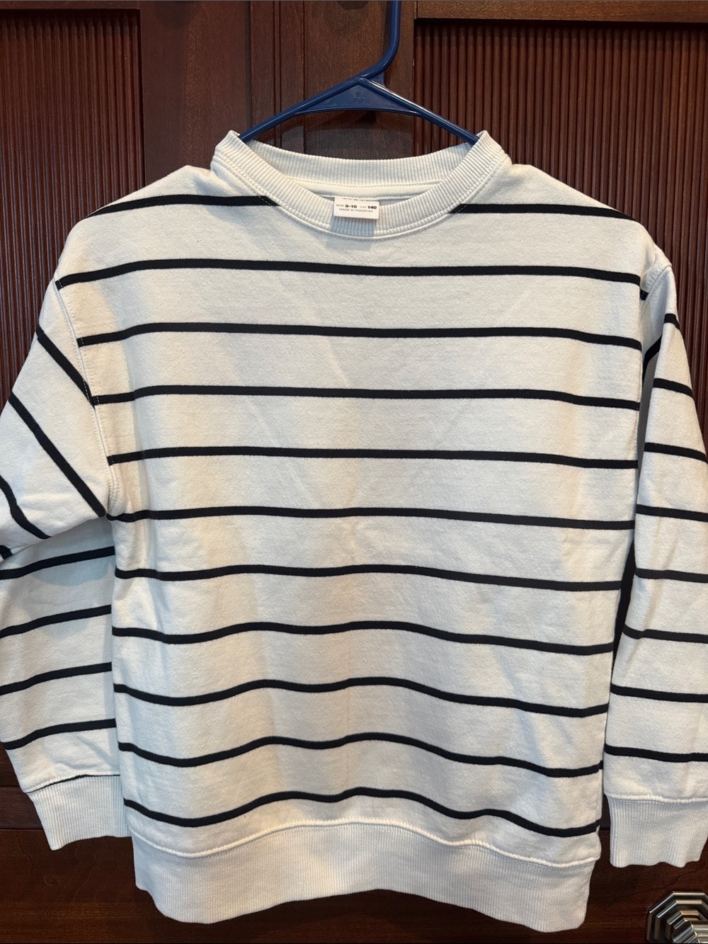 Kids Zara White Crewneck Sweater with Black Stripes
